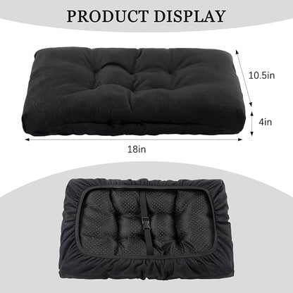 Rectangular Stool Cushion Set of 2, Soft Saddle Stool Cushions with Ties, Nonslip and Washable, Black, 18 x 10.5 x 4 Inch