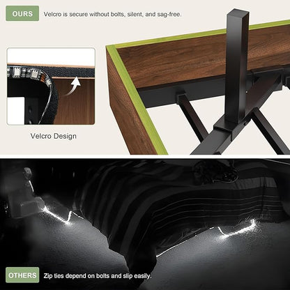 Feonase Floating Bed Frame King with Led Lights and Charging Station, Wood Full Size Bed Frame with Storage Headboard, Heavy Duty Metal Slats, No Box Spring Needed, Easy Assembly,Walnut
