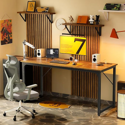 PRAISUN 63 X 24 Inch Office Computer Desk with Power Outlets and USB-C Port, Larger and Longer Gaming Desk, for Home Office, Study, Writing Work from Home Table, Metal Frame, White
