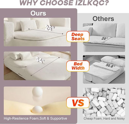 75" Boneless Couch Bed,Fold Up Sleeper Sofa for Adults, Memory Foam Floor Couch with 4 Pillows & Blanket, No Assembly Foldable Guest Bed for Apartment,Living Room
