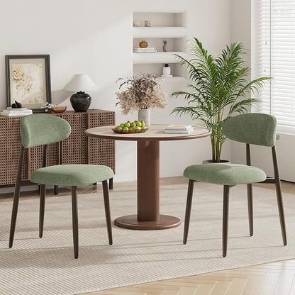 MALOL Dining Chairs Set of 2, Upholstered Kitchen & Dining Room Chairs with Curved Back and Bronze Metal Legs, Comfortable Modern Dining Side Chairs for Dining Room, Kitchen, Green