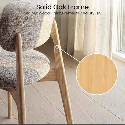 COLAMY Dining Chairs Set of 4, Modern Upholstered Kitchen Room Chairs with Solid Natural Oak Wood Legs, 5-Min Easy Assembly Anti-Wobble, High-Weight Fabric Farmhouse Side Chair, 300lbs,Oak,Oatmeal