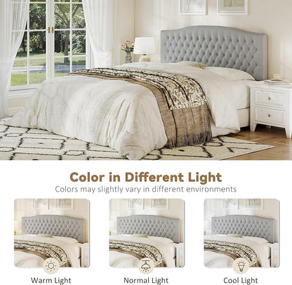 King Headboard Only, Velvet Classic Tufted Design, Silver Gray | 2 installation options: 1.bed frame mount 2.wall mount (for adjustable bed), Classic hand-tufted headboard king size