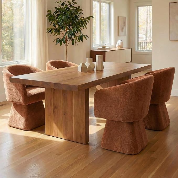 VKNOW Upholstered Swivel Dining Chairs Set of 4, Modern Dining Room Chairs with Barrel Back, Accent Arm Chair for Dining Room, Living Room, Bedroom, Vanity, Orange