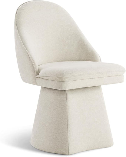 KISLOT Swivel Dining Chairs Modern Desk Chair Upholstered Linen Fabric Side Chair for Kitchen Dining Room Bedroom,Linen,1 Box