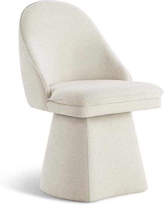 KISLOT Swivel Dining Chairs Modern Desk Chair Upholstered Linen Fabric Side Chair for Kitchen Dining Room Bedroom,Linen,1 Box