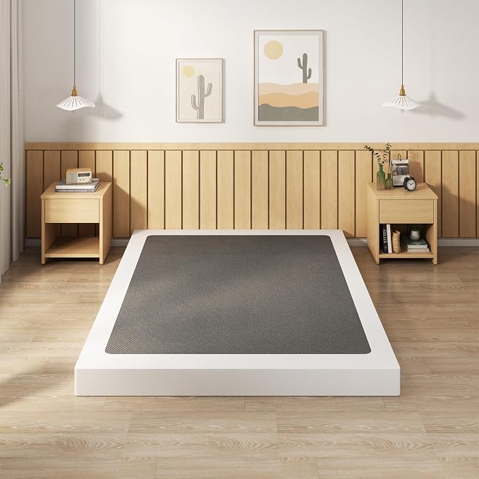 EMODA King Box Spring Bed Base 5 Inch Heavy Duty Metal Mattress Foundation with Fabric Cover, 3000LBS Max Weight Capacity, Noise Free, Easy Assembly
