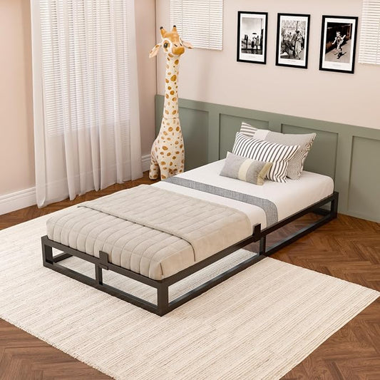 Bilily 6 Inch Twin XL Bed Frame with Steel Slat Support, Low Profile King Metal Platform Bed Frame Support Mattress Foundation, Heavy Duty,No Box Spring Needed,Easy Assembly,Noise Free