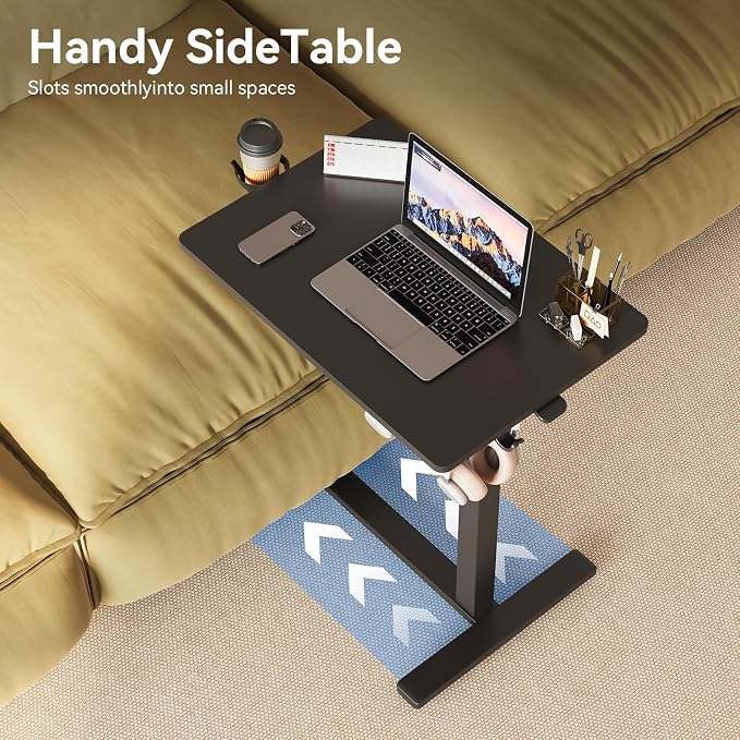 18.9 * 25.6 inches Mobile Standing Desk,C Shaped Pneumatic Adjustable Height Stand Up Desk,Ergonomic Standing Side Table for Home Office Work Computer Desk Workstation,Black