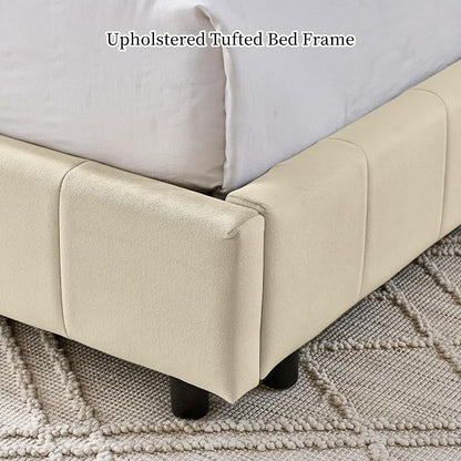 KEIKI Full Size L Shape Corner Bed Frames with Backrest and Armrests, Velvet Upholstered Sofa Daybed for Small Room, Living Room, Bedroom, Guest Room, Kids' Room