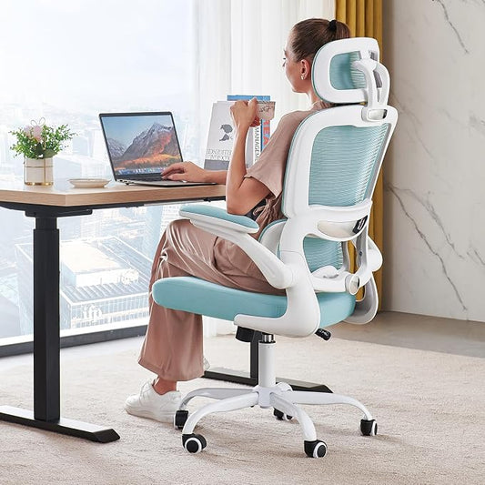 TRALT Office Chair Ergonomic Desk Chair, 330 LBS Home Mesh Office Desk Chairs with Wheels, Comfortable Gaming Chairs (1, Blue)