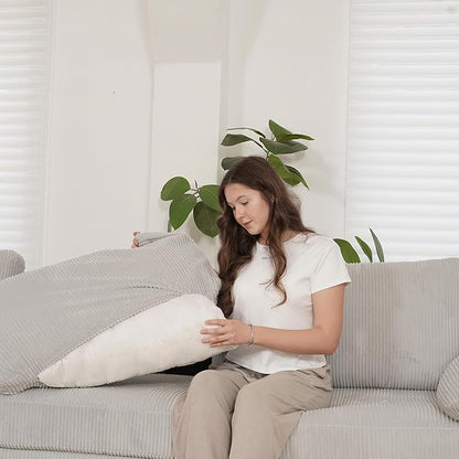 EASE MOOSE Large Sectional Modular Sofa,Modern Comfy 3 Seat Cloud Modular Couch, Modern Deep Seat Sectional for Living Room,Light Gray