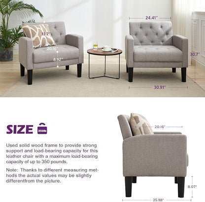 TYBOATLE Accent Chair Comfy Living Room Chair Tufted Mid Century Modern Accent Chairs Cozy Upholstered Reading Armchair for Office Bedroom