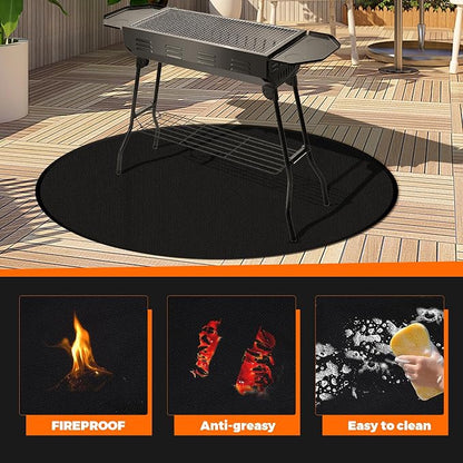 20" Tabletop Fire Pit Mat for Solo Stove Mesa XL, Easy Clean Small BBQ Mat for Outdoor BBQ， Reusable Waterproof Pad， Three-Layer Fireproof and Heat-Resistant Barbecue Mat for Tabletop Fire Pit