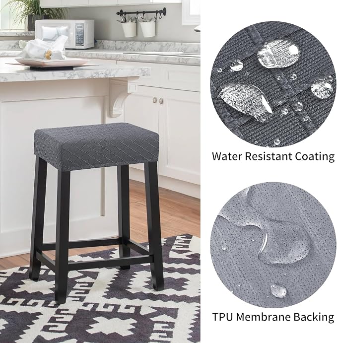 YISUN Stool Covers Rectangle - 4 Pack Stretch Waterproof Saddle Seat Cover Counter Bar Stools Bar Chairs Covers Kitchen Island Chairs Cushion Protector
