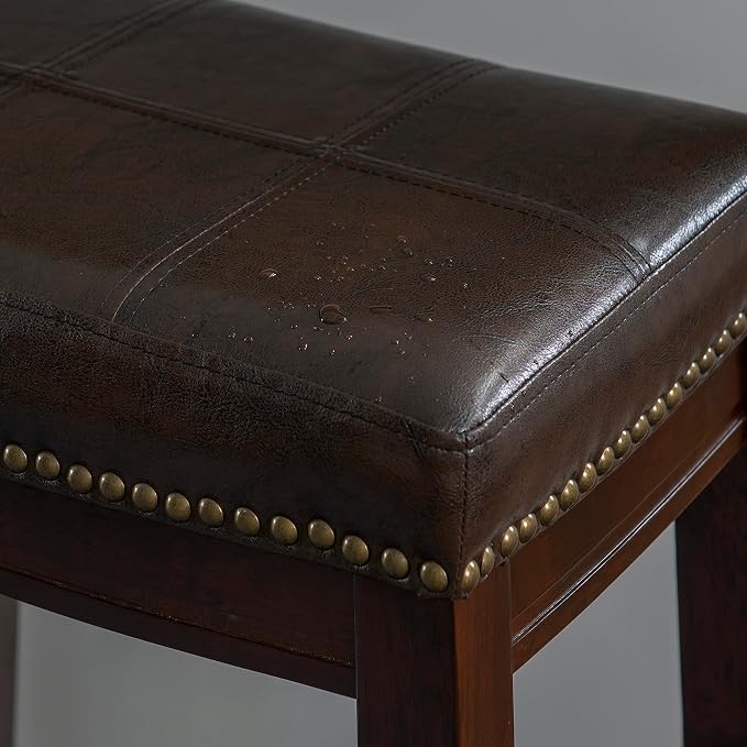 Linon Home Décor Kingston Backless Linon Claridge Stool, Counter Height, Brown Patch Counter, 12.75"D x 18.25"W x 26.75"H