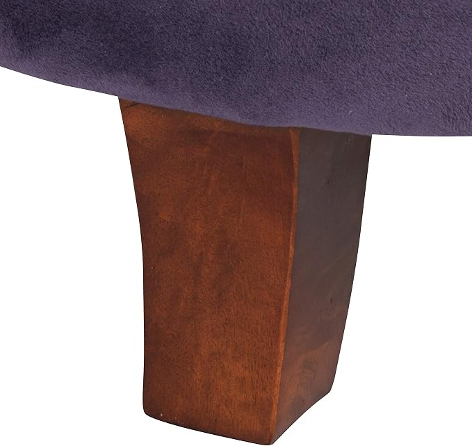 HomePop 19" Velvet Button Tufted Round Storage Ottoman - Deep Purple