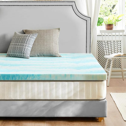 Sweetcrispy Mattress Topper Full, 3 Inch Thick Memory Foam Gel Infused Cooling Toppers Pad for Full Size Bed, Sleeper Sofa, RV, Camper, CertiPUR US Certified, Ventilated and Breathable, Blue