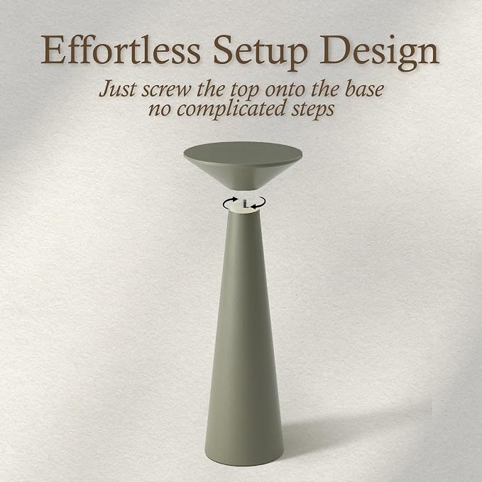 COZAYH Farmhouse Tall Pedestal End Table Small Solid Wood Martini Table Plant Stand Modern Round Drink Table for Small Space Living Room, Sage Green
