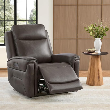 Watson & Whitely Super Zero Gravity Power Recliner Chairs with Power Headrest Leather Recliner with USB/Type-C Ports for Adults, Electric Reclining Sofa Chair for Living Room, Bedroom, Chocolate