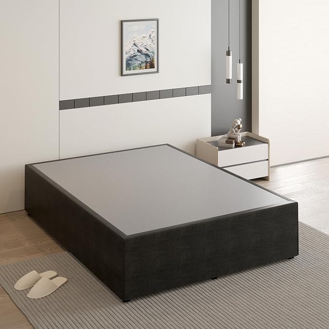 Cieemine 18 Inch King Size Bed Frame with Black Bed Cover, Metal King Size Platform Bed Frame No Box Spring Needed, Heavy Duty Mattress Foundation, Easy Assembly, Noise Free