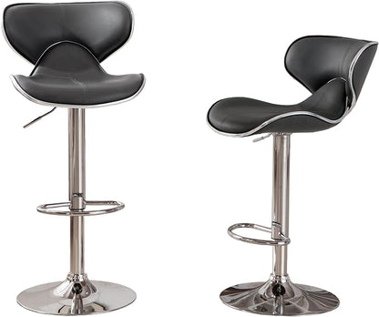 Roundhill Furniture Masaccio Cushioned Leatherette Upholstery Airlift Swivel Barstool, Set of 2, Grey
