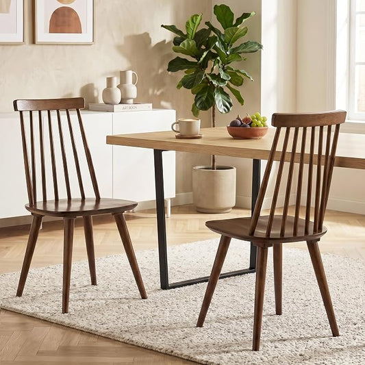 DUHOME Dining Chairs Set of 2 Wood Dining Room Chair Brown Spindle Side Kitchen Room Country Farmhouse Chairs Walnut