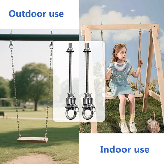 4-Pack Heavy Duty Swing Hangers with Bearings- 304 Stainless Steel Swing Set Brackets, 1500LB Capacity for Porch Swings, Hanging Chairs, Punching Bags, Gym Equipment