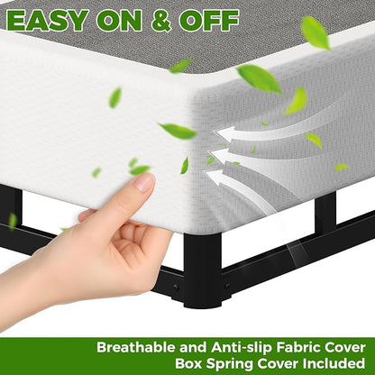 EMODA Split King Box Spring 10 Inch Heavy Duty Bed Base Metal Mattress Foundation with Fabric Cover in 2 Piece, Noise Free, Easy Assembly