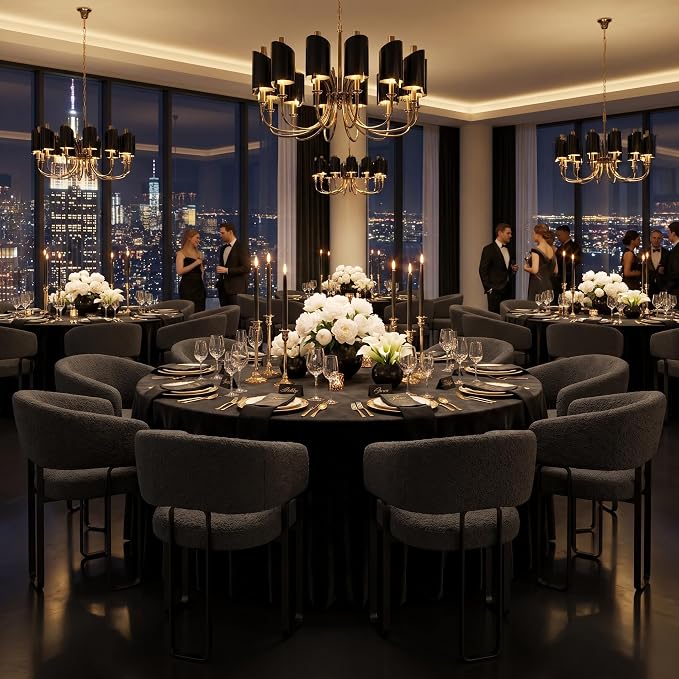 Black Boucle Dining Chairs Set of 12, Modern Barrel Dining Room Chairs with Curved Back and U-Shaped Metal Legs, Luxury Armchairs for Living Room Makeup Room
