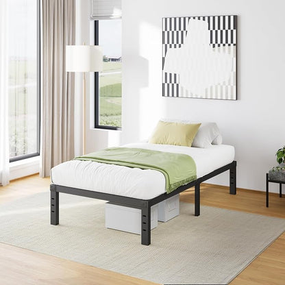 Furnitui 14 Inch High Metal Twin XL Bed Frames, Platform Twin XL Bed Frame No Box Spring Needed, Easy Assembly, Noise Free, Sturdy, Black