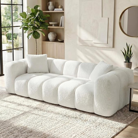 KISLOT 84" Boneless Couch No Assembly Required Loveseat Sofa Modern Deep Seat Cloud Couch Modern Compressed Sofa Oversized Upholstered 3-Seater for Living Room Bedroom