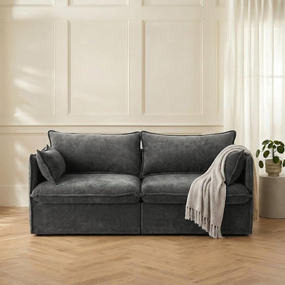 Cloud Loveseat Sofa, Oversized Deep Seat, Luxe Chenille | Fully Removable Washable Covers, Memory Foam Seat Cushions, Premium Fabric