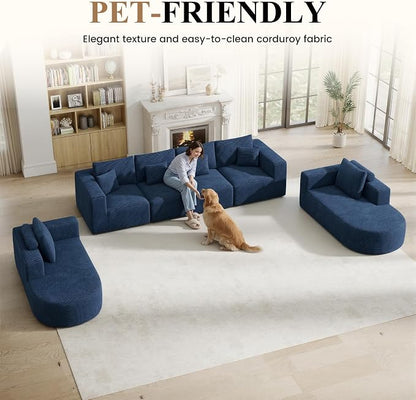 Living Room Furniture Sets,Modern U Shaped Modular Sectional Sofa,Convertible Cloud Couches for Living Room,Comfy 4 Seater with 2 Chaise Furniture Set, Boneless Couch Sofa,1 PCS