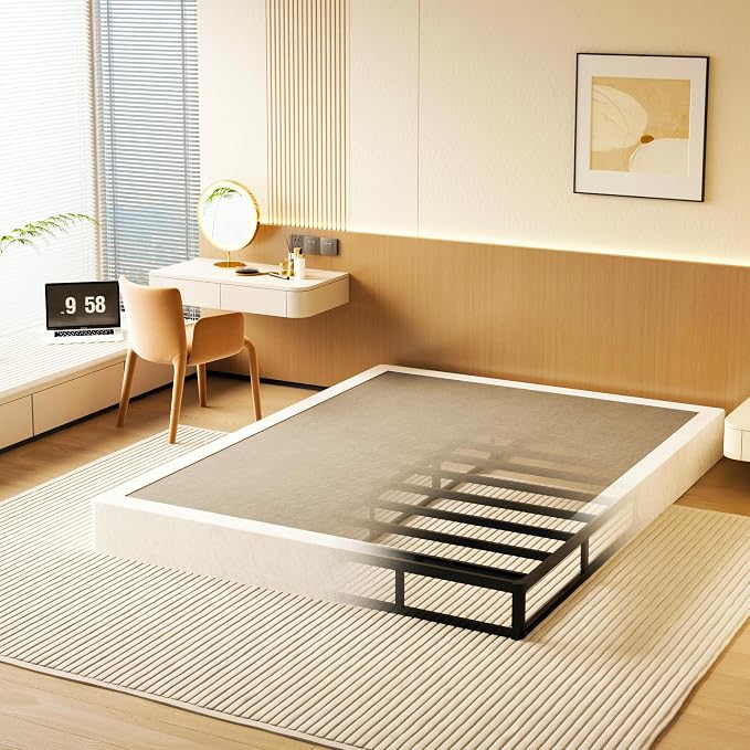 NHODIR 7 Inch Queen Box Spring-Heavy Duty 3000LBS Metal Bed Foundation, Noise-Free & Tool-Free Easy Assembly,Mattress Support Base for Queen Size Bed