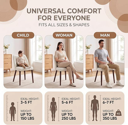 Upholstered Dining Chairs Set of 4, Modern Fabric Dining Chairs with Curved Backrest & Solid Rubber Wood Legs, Padded Kitchen Dining Room Chairs for Restaurant Cafe, Beige