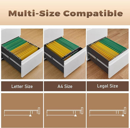 Approgreent 2 Drawer Metal File Cabinet, Fully Assembled Locking Filing Cabinet with Anti-Tipping Wheels, Quiet Slide, Heavy-Duty Steel Construction, Fits A4 Letter Legal for Home Office, Matte White