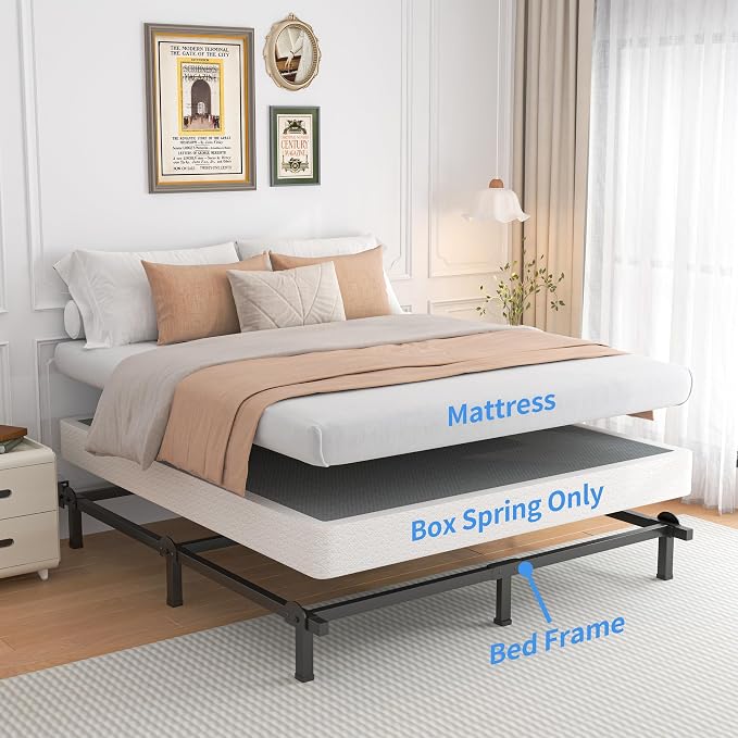 ROIL 7 Inch King Box Spring, Heavy Duty Metal Bed Base Mattress Foundation with Fabric Cover, 3500lbs Max Weight Capacity, Easy Assembly, Noise Free, Non-Slip