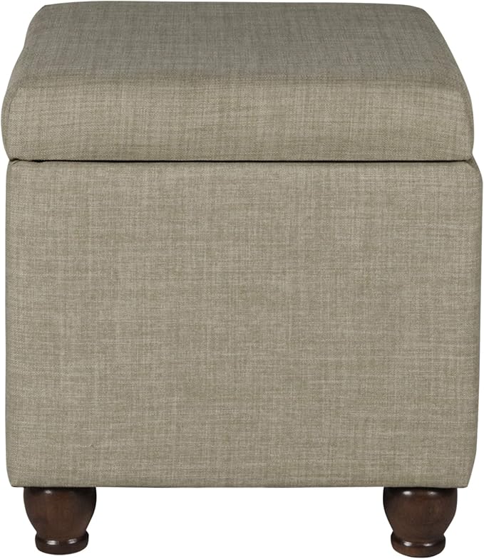 HomePop 22" Medium Rectangular Storage Ottoman - Tan Linen
