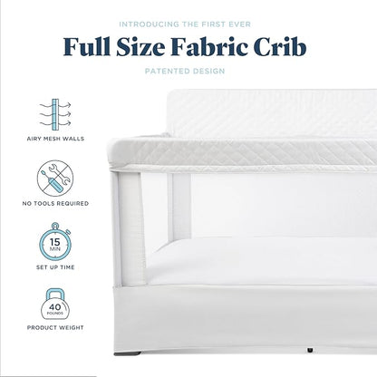Baby Delight Lunaire Full Size Crib | Breathable Mesh Baby Crib | Tool-Free Assembly Baby Bed | Driftwood Grey
