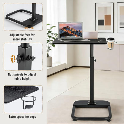facka Multi-Functional C-Shaped End Table for Couch & Bed, Adjustable Height TV Tray, Stable Laptop Desk, Space-Saving Snack Side Table with Rounded Metal Corners