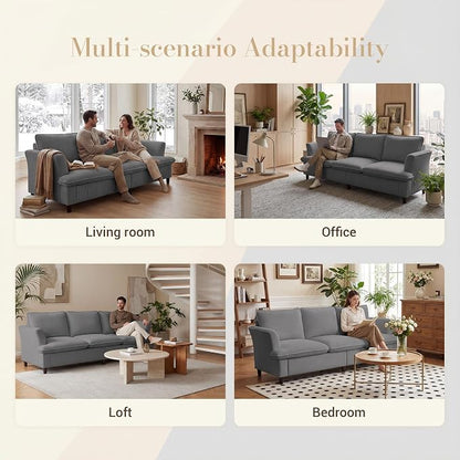 GRUSIGN 3 Seater Corduroy Couch, 89" Comfy Couch with Deep Seat, Modern Sofa Couch for Living Room, Office, Bedroom, Apartment (Pillows not Included)