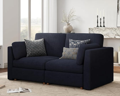 Oversized Modular Sectional Sofa Loveseat Cloud Couches Blue | 2-Seater Deep Seat Couch for Living Room, Luxury Comfortable sofa, Solid Wood Frame, Removable Washable Cover