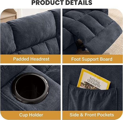 BOSMILLER Reclining Loveseat with Cup Holders for Living Room 2 Seat Manual Loveseat Recliner with Side Pocket