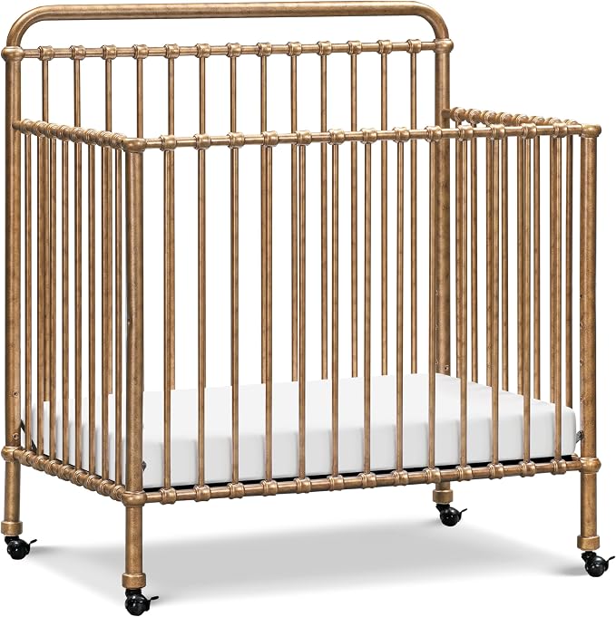 Namesake Winston 4-in-1 Convertible Mini Crib w/Wheels Durable Metal | GREENGUARD Gold Certified - Portable, Metal Baby Crib w/ Removable Wheels - Converts to Toddler Bed, Daybed & Twin Size Bed