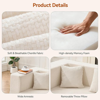 MONVANE Modular Sectional Sofa, Oversized 12 Seat Convertible U Shaped Couch with Ottoman, Comfy Chenille Cloud Couch with Deep Seat, Sectional Couches for Living Room, No Assembly Required, Beige