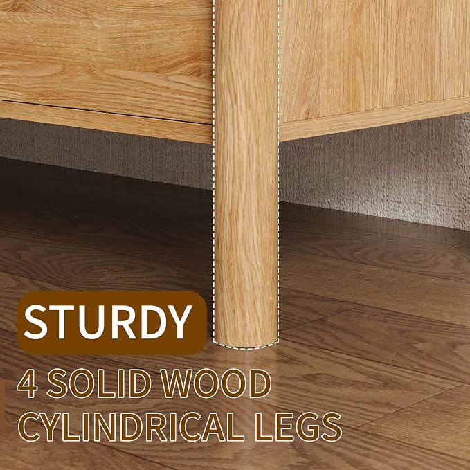 CHUWELL 3-Piece Bedroom Dresser Set-9 Drawer Dresser & 2 Nightstands,63" Wide Oak Dresser and Night Stands with Solid Wood Cylindrical Legs,Rustic Wooden Storage for Bedroom