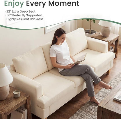 YOUDENOVA Sofa, 63” Comfy Loveseat Sofa Couch with Deep Seats, Couch for Living Room, Modern Sleeper Sofa, Beige Chenille