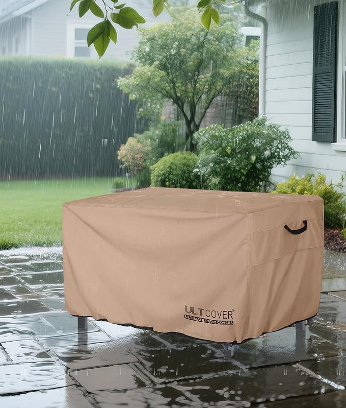 ULTCOVER Rectangular Gas Fire Pit Table Cover 44x32 inch Waterproof Heavy Duty Firepit Cover