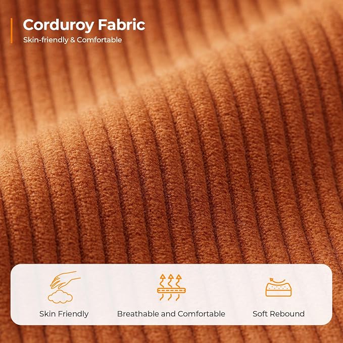 COPIAE 89 Inch Sofa with Extra Deep Seats Oversize, 3 Seater Sofa for Living Room, Modern Couch and Sofa, Comfy Armrests and Seats and Backrests, Easy Installation, Corduroy Fabric Rust